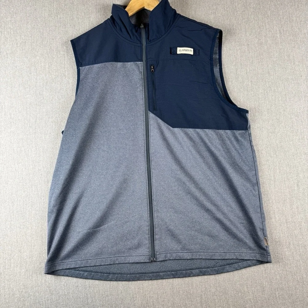 Magellan Outdoors Fish Gear‎ Full Zip Vest Blue Overcast Fleece Size 2XL